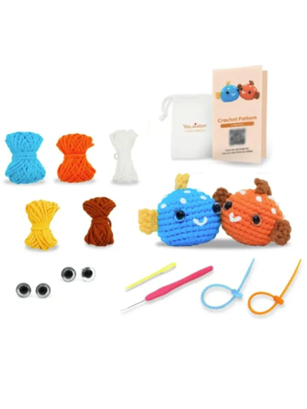 yes.sister! Little Fish Amigurumi Crochet Knit Kit DIY Mini Plushies 2.4